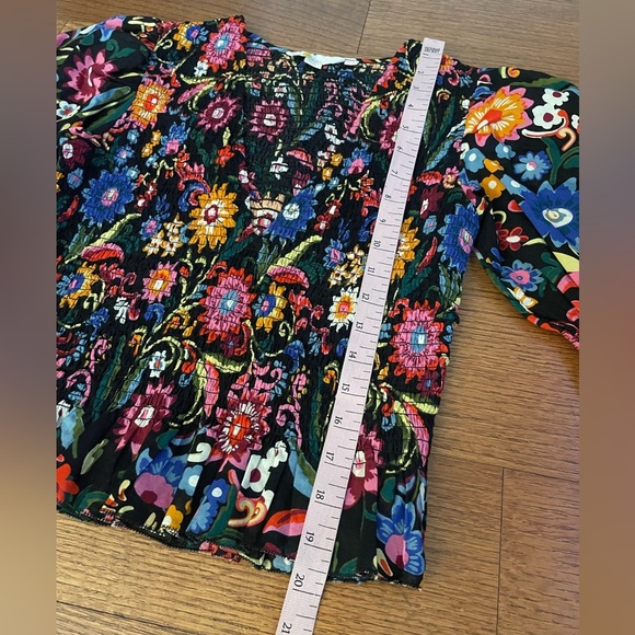 Boden Smocked Floral Ruffle Top 2 Colorful Bright Cottagecore Fairy - Picture 7 of 7